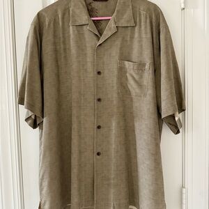 Tommy Bahama Olive Green Silk Short Sleeve Shirt